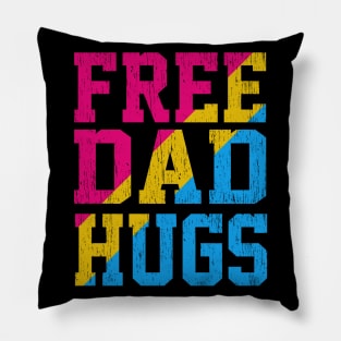 Rainbow pansexual LGBT Pride love Distressed Free Dad Hugs Pillow