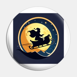 Santa flying infront of the moon Pin