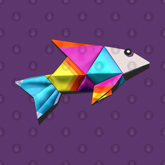 Geometric Fish abstract colorful rainbow color scheme origami style by GraphGeek