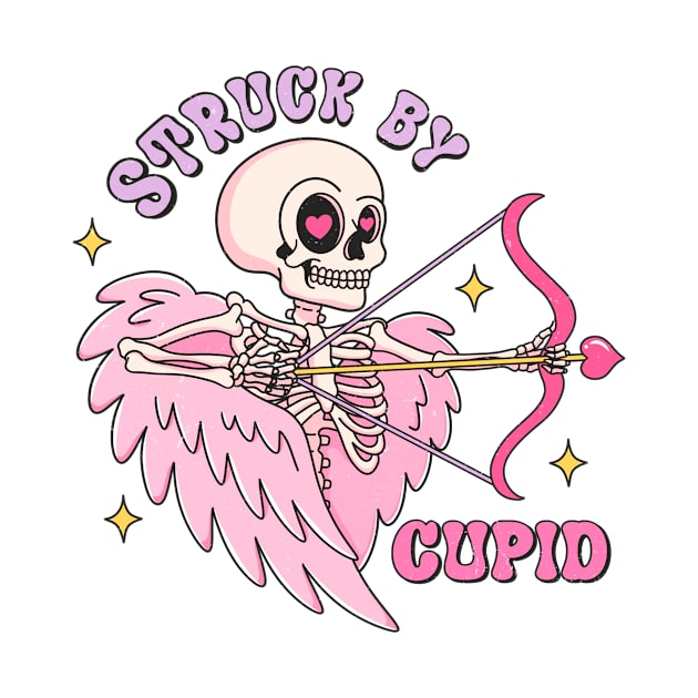 Struck By Cupid Skeleton Valentines Day by Nessanya