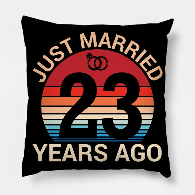 Just Married 23 Years Ago Husband Wife Married Anniversary Pillow by joandraelliot