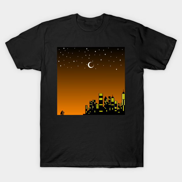 SKYLINE, SUNSET, STARS, CITY OF LIGHTS - Skyline City - T-Shirt