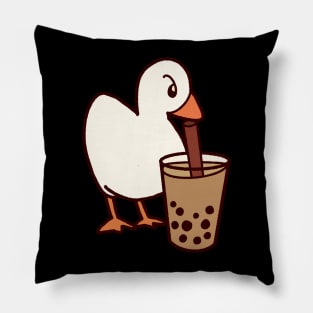 Duck Drinking Boba Tea Pillow