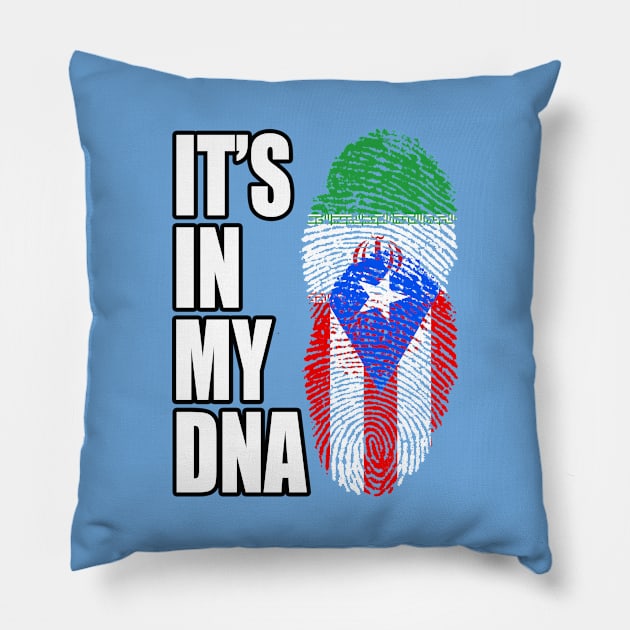 Puerto Rican And Iranian Mix DNA Flag Heritage Pillow by Just Rep It!!