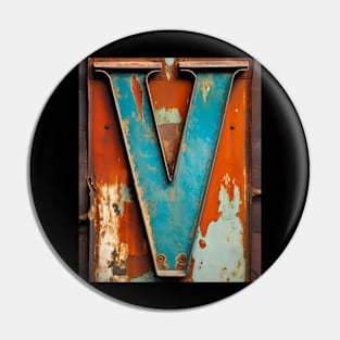 Rusty Letter V Antique Monogram Letter V Initial Alphabet Pin