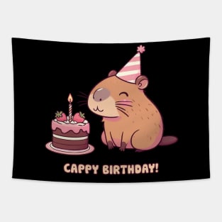 Cappy Capy Birthday Capybara Kawaii Tapestry