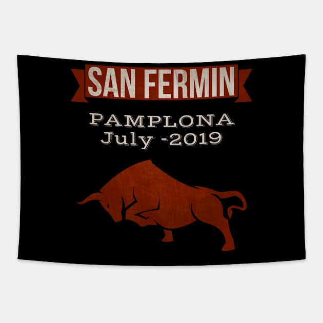 San Fermin Festival Running with the bulls Pamplona Tapestry by BrightShadow