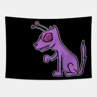 Purple alien dog Tapestry