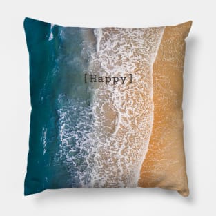 Happy Blue Calm Ocean Shore Pillow