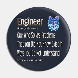 Funny Engineer Definition Awesome Engineering Gift For Wolf Lovers Pin