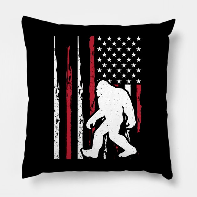 Bigfoot American Flag Pillow by Dylante