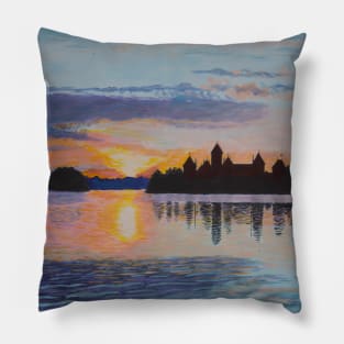 Trakai Castle at dawn, Lithuania Pillow