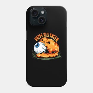 halloween pumpkin with cute eyeball its mouth artwork Phone Case