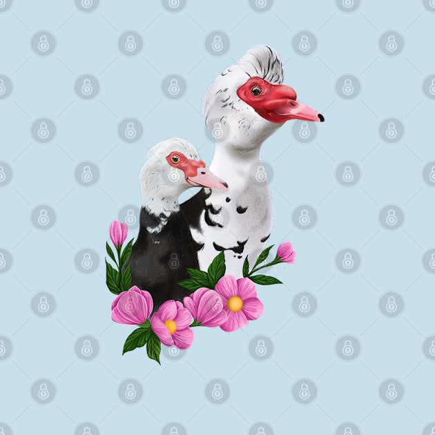Muscovy duck couple by Jurassic Ink