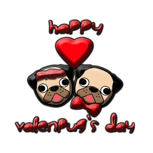 valentine's day #valenpug's day pugs couple T-Shirt