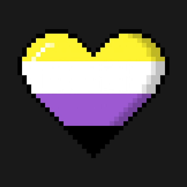 Nonbinary Pride Pixel Heart by wheedesign