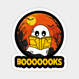 Boooks Ghost Halloween Bookworm Librarian Teacher Magnet