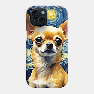 Chihuahua Dog Breed Painting in a Van Gogh Starry Night Art Style Phone Case