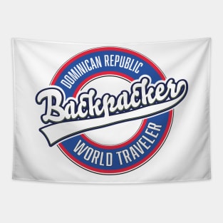 Dominican Republic backpacker world traveler logo. Tapestry