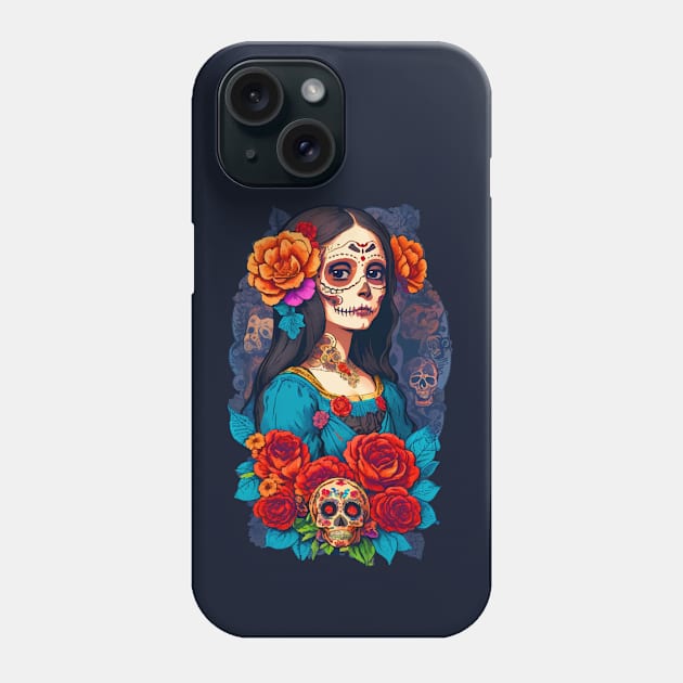 Sugar Skull Mona Lisa Phone Case by CatCoconut-Art