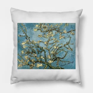 Van Gogh's Blossoming Almond Tree Grunge Pillow