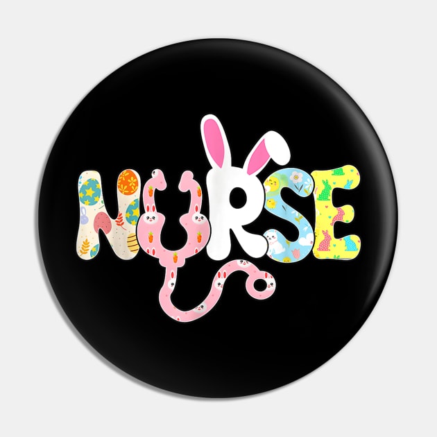 Stethoscope Scrub Nurse Life Easter Day Cute Bunny With Eggs Pin by Jennifer Wirth