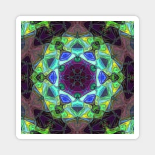 Mosaic Mandala Flower Purple Green and Blue Magnet