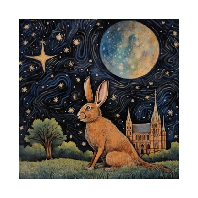 Hare, Pagan Hare, Pagan Art, Moon, Animal, by thewandswant