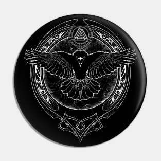 Black and White Viking Raven and Valknut Symbol Pin