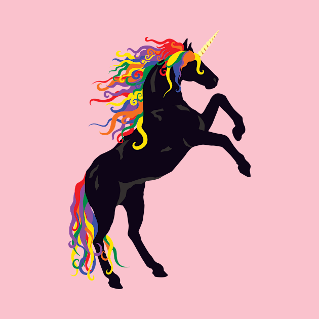 Rainbow Maned Black Unicorn by PeregrinusCreative