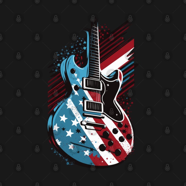 Patriotic USA 4th of July Guitarist Concert Festival Guitar by KsuAnn