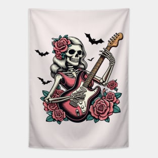 skull girls rock hard Tapestry