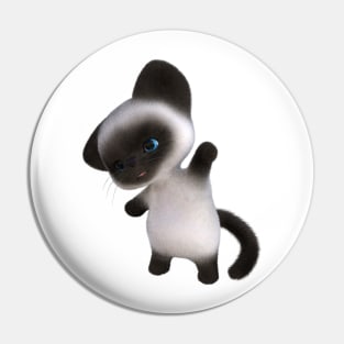 Adorable happy cute furry Seal Siamese Kitten Pin