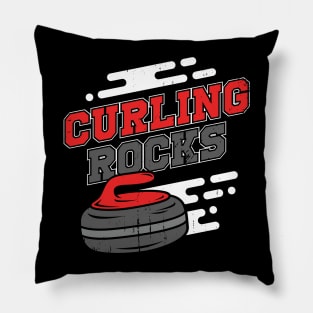 Curling Rocks Sport Curler Gift Pillow