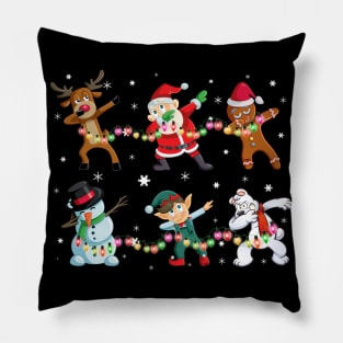 Funny Dabbing Santa and Friends TShirt Christmas Gift Pillow