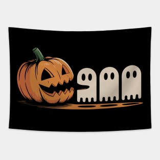 Pumpkin vs little ghost Tapestry