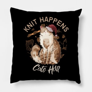 Knit Happens, Cats Help - Cream Fluffy Cat Pillow