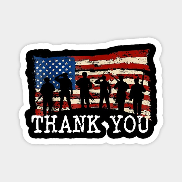 American Flag Thank you Veterans T-Shirt Magnet by wheeleripjm