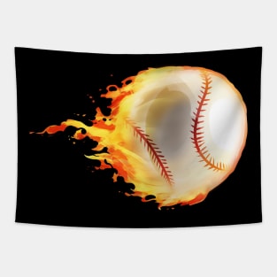 Burning Baseball Tapestry