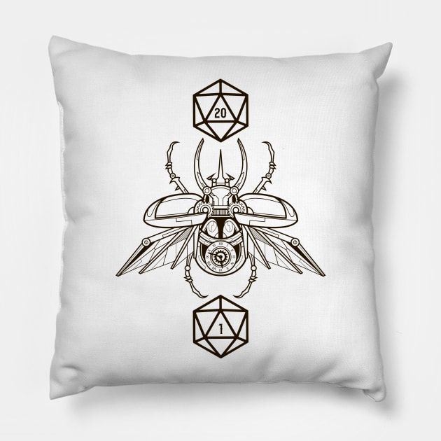 Scarab D20 Dice Critical Hit and Critical Fail Dungeons Crawler and Dragons Slayer Tabletop RPG Addict Pillow by pixeptional