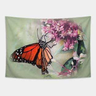 Monarch Butterfly on Milkweed Flower Tapestry