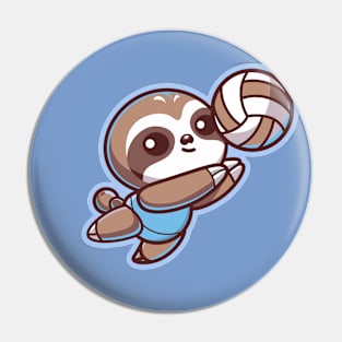 Cute Sloth Volleyball Player Pin