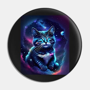 Space Cat - Modern Digital Art Pin