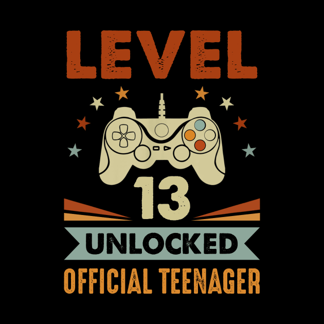 Level 13 Unlocked Official Teenager 13th Birthday 13 Years Old Gift Shirt Funny Birthday Gift by Krysta Clothing