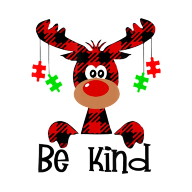 Be Kind Autism Awareness Christmas Reindeer Hippie Bullying by StuSpenceart