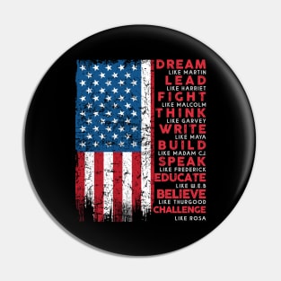 Dream Like Martin Vintage USA Flag Gift Pin