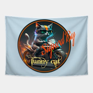 Cat rider illustration Tapestry