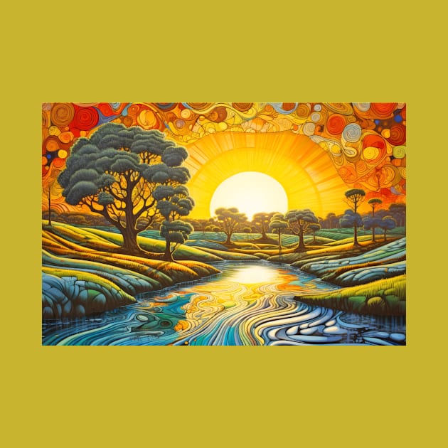 Countryside Concept Abstract Colorful Scenery Painting by Cubebox