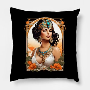 Cleopatra Queen of Egypt retro vintage floral design Pillow