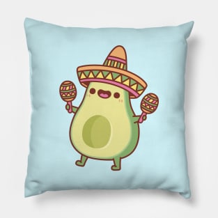 Cute Avocado With Sombrero Hat And Maracas Pillow